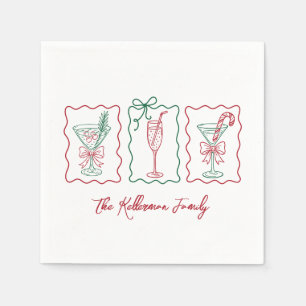 Serviette En Papier Fête de Cocktail de Noël Festive