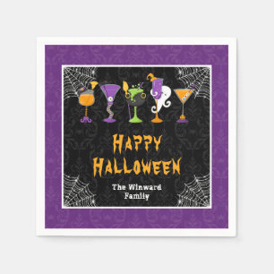 Serviette En Papier Fête de cocktails et costumes d'Halloween violet