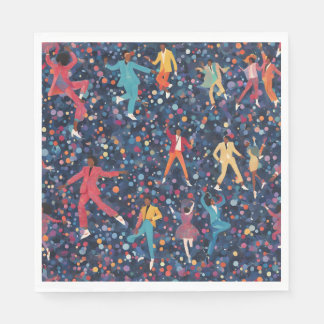 Serviette En Papier Fête de Danse Colorée – Motif de Célébration Rétro