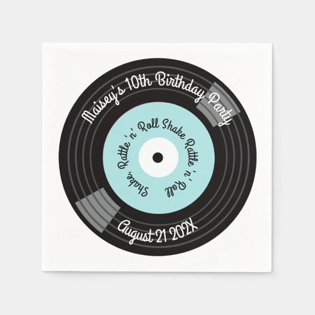 Serviette En Papier Fête de disques vinyles rétro (Devant)