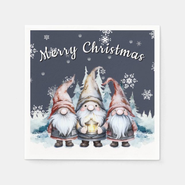 Serviette En Papier Fête de famille de Noël fantastique Gnome (Devant)