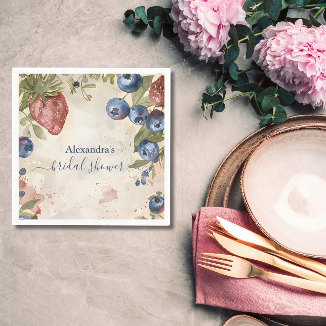 Serviette En Papier Fête de fiançailles aux fraises douce comme un fru (Créateur téléchargé)