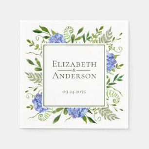 Serviette En Papier Fête de fiançailles aux hortensias bleus