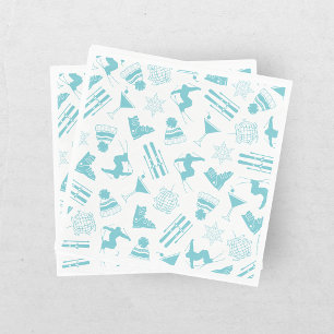 Serviette En Papier Fête de Fiançailles d'Hiver Après-Ski Turquoise