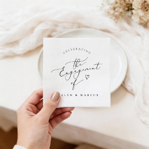 Serviette En Papier Fête de Fiançailles Écriture Calligraphique Élégan