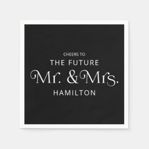 Serviette En Papier Fête de fiançailles Future Monsieur et Madame Noir