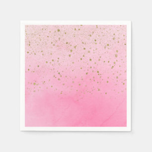Serviette En Papier Fête de Fiançailles Paillettes Rose Doré et Rose R