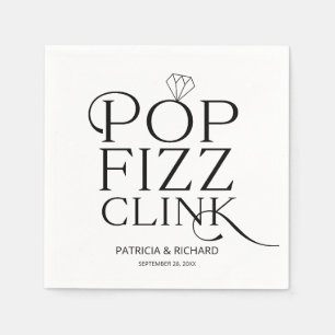 Serviette En Papier Fête de Fiançailles Pop Fizz Clink Noir et Blanc