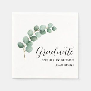 Serviette En Papier Fête de fin d'études à l'aquarelle d'eucalyptus