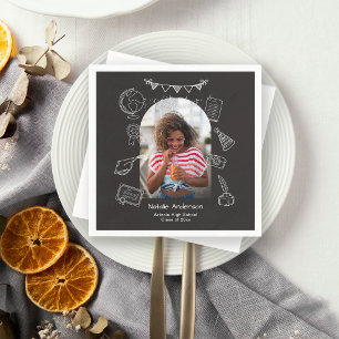 Serviette En Papier Fête de fin d'études de photo d'arche chic dessiné