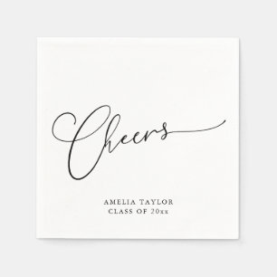 Serviette En Papier Fête de fin d'études Minimal Black White Script