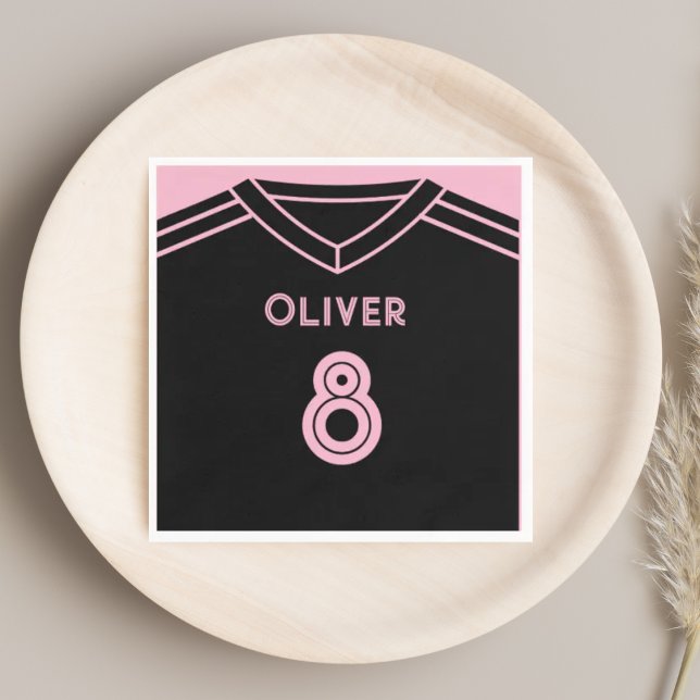 Serviette En Papier Fête de football rose et noir de Miami (Créateur téléchargé)
