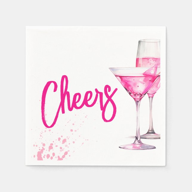 Serviette En Papier Fête de Galentines pour Filles à l'Aquarelle (Devant)