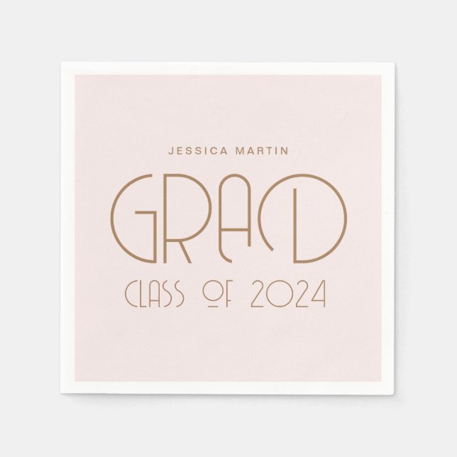 Serviette En Papier Fête de graduation en typographie moderne (Devant)