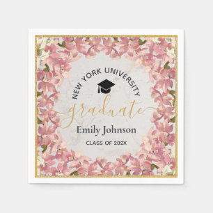 Serviette En Papier Fête de graduation Orchidées roses florales Gold