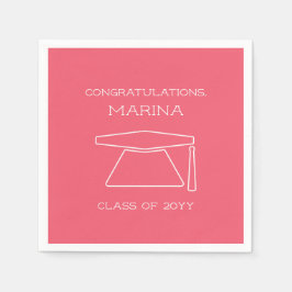 Serviette En Papier Fête de graduation rose personnalisée