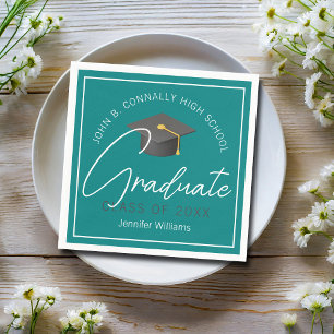 Serviette En Papier Fête de graduation Turquoise moderne