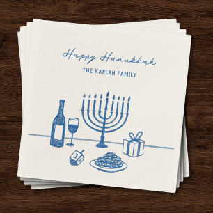 Serviette En Papier Fête de Hanukkah Tendance Dessinée à la Main avec