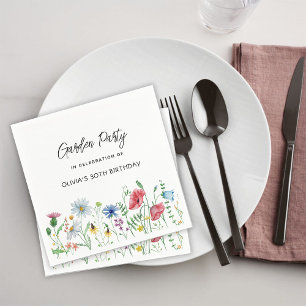 Serviette En Papier Fête de Jardin Anniversaire Fleurs Sauvages