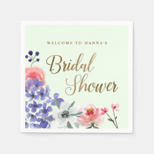 Serviette En Papier Fête de Jardin Personnalisée Fleurs Mariage Shower