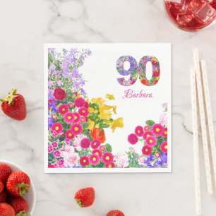 Serviette En Papier Fête de jardin pour 90e anniversaire élégante