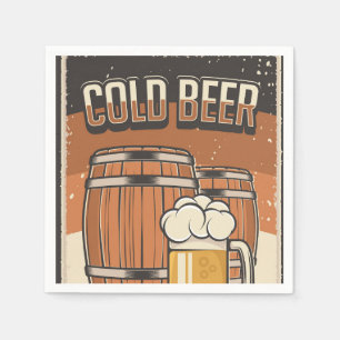 Serviette En Papier fête de la bière froide rétro cool