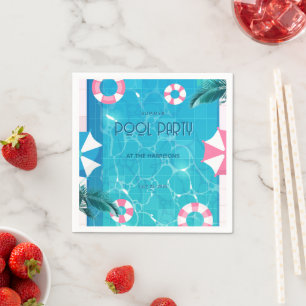 Serviette En Papier Fête de la piscine d'été tropicale