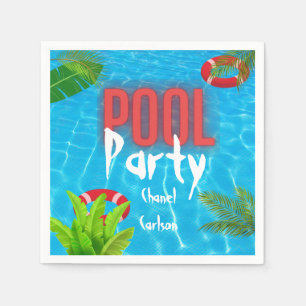 Serviette En Papier Fête de la piscine tropicale   Anniversaire d'été