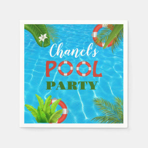 Serviette En Papier Fête de la piscine tropicale   Anniversaire d'été
