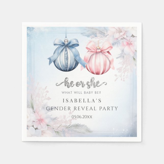 Serviette En Papier Fête de la révélation de genre hivernale (Devant)