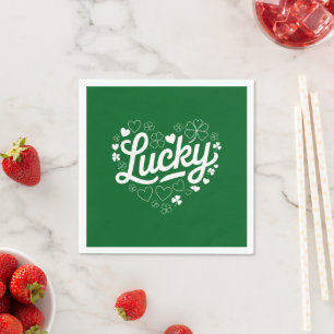 Serviette En Papier Fête de la Saint-Patrick Cœur Trèfle Chanceux Trèf