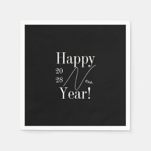 Serviette En Papier Fête de la Saint Sylvestre Noir et Blanc