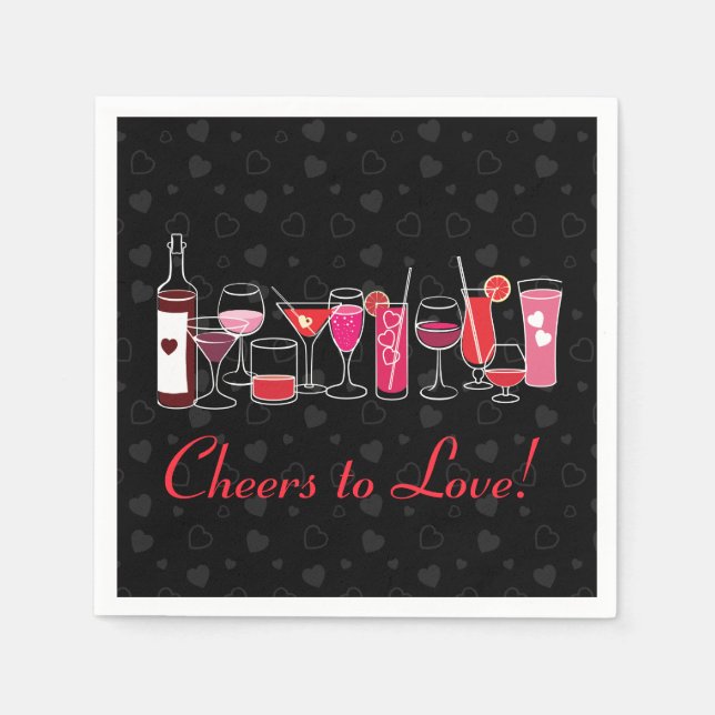 Serviette En Papier Fête de la Saint-Valentin Cocktails Rétro (Devant)
