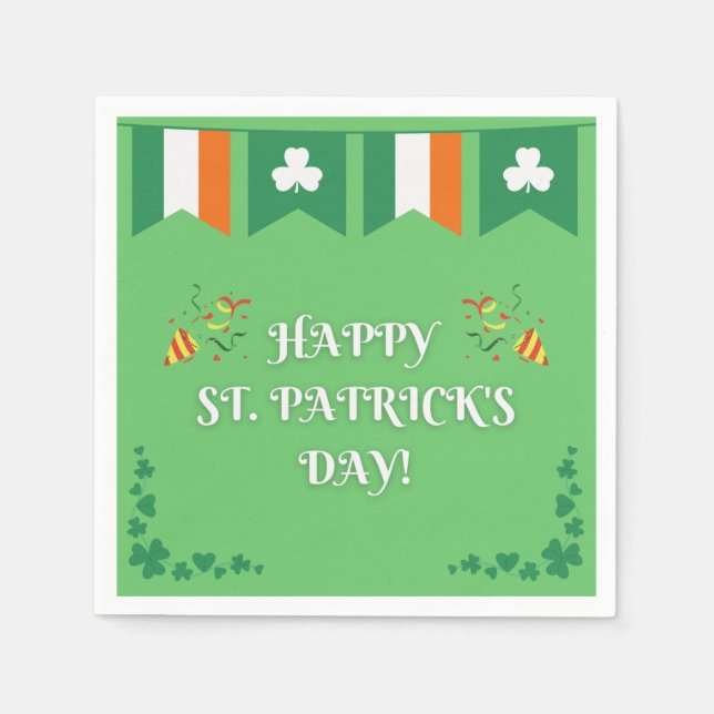 Serviette En Papier Fête de la St Patrick verte moderne (Devant)