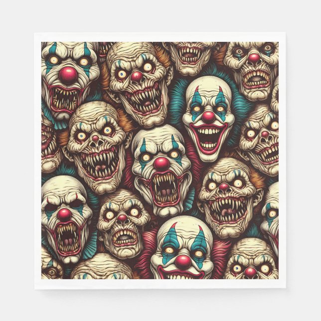 Serviette En Papier Fête de l'Halloween des Clowns (Devant)