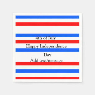 Serviette En Papier Fête de l'indépendance des bandes bleues rouges 4