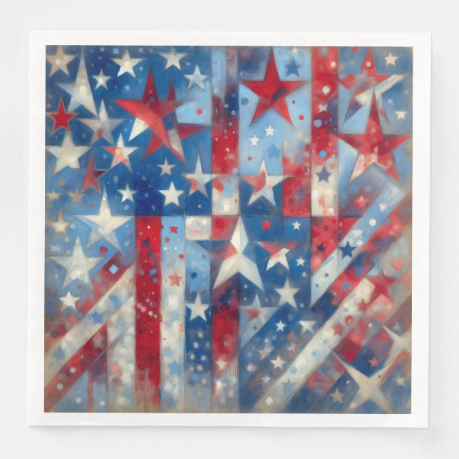 Serviette En Papier Fête de l'indépendance patriotique rouge, blanc et (Devant)