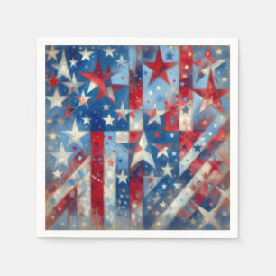 Serviette En Papier Fête de l'indépendance patriotique rouge, blanc et