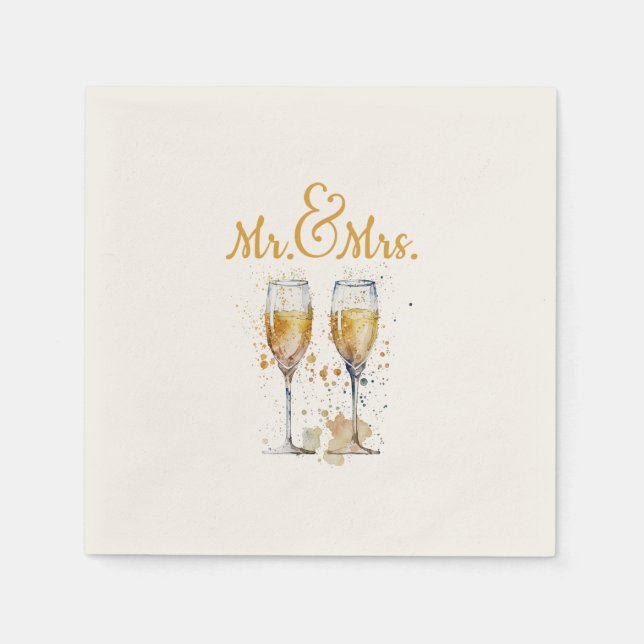 Serviette En Papier Fête de M. & Mme Champagne (Devant)