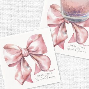 Serviette En Papier Fête de mariage avec un nœud rose blush