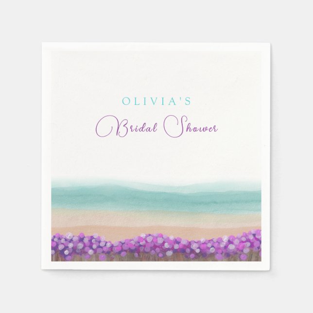 Serviette En Papier Fête de mariage Azure Coast en fleurs  (Devant)