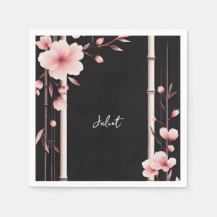 Serviette En Papier Fête de Mariage Bambou Rose Fleur de Cerisier Saku