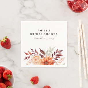 Serviette En Papier Fête de Mariage Bohème Florale d'Automne