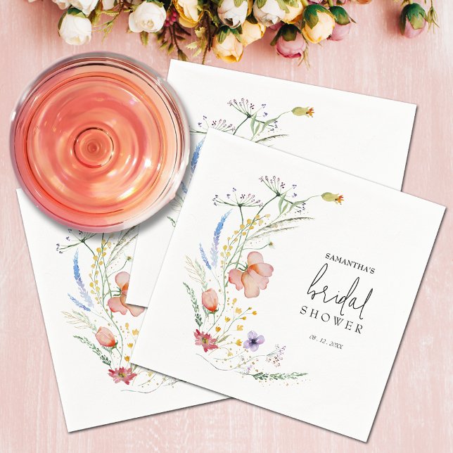 Serviette En Papier Fête de mariage champêtre (Wildflowers Bridal Shower Napkins)