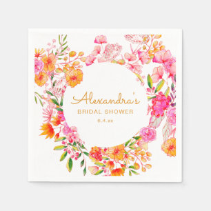 Serviette En Papier Fête de mariage champêtre aquarelle Fleurs sauvage