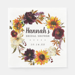 Serviette En Papier Fête de mariage champêtre automnal avec des fleurs