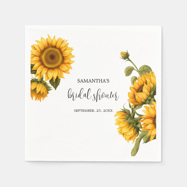 Serviette En Papier Fête de mariage champêtre avec des tournesols lumi (Devant)