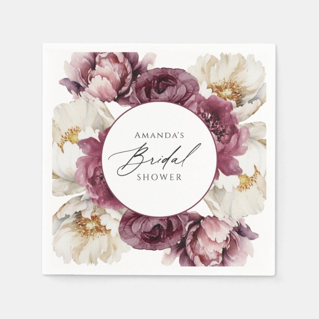 Serviette En Papier Fête de mariage champêtre avec fleurs abondantes (Devant)