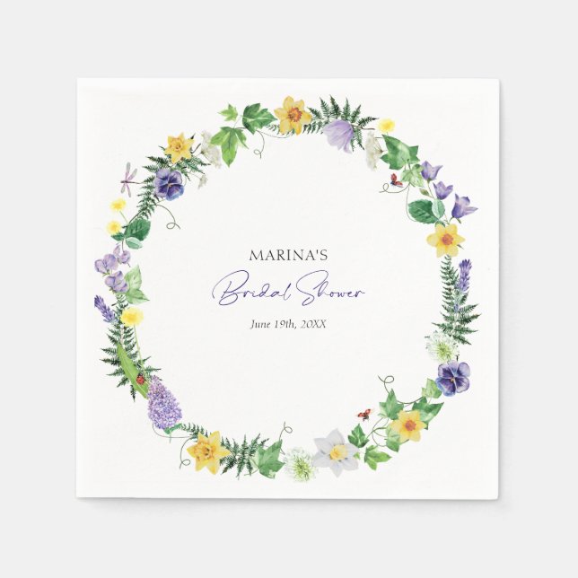 Serviette En Papier Fête de mariage champêtre avec fleurs sauvages (Devant)