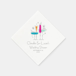 Serviette En Papier Fête de mariage champêtre Champagne Bulles Rétro